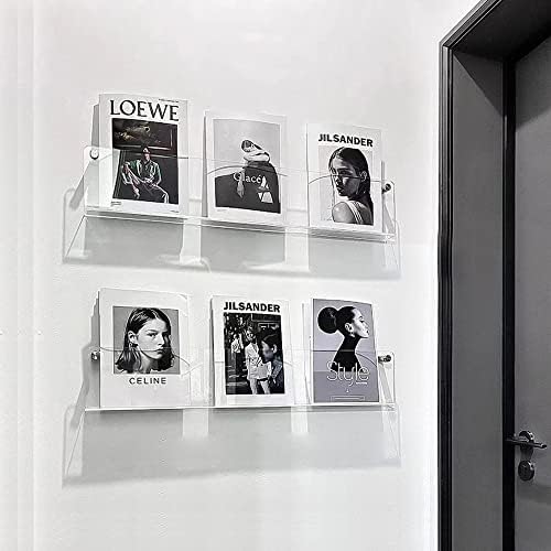 DuvinDD 2 Pack Acrylic Magazine Holder Wall Mount Floating Rack