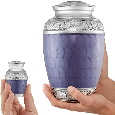 Reminded Set of 5 Etched Cremation Urns Lavender