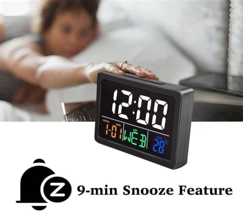 WQV Digital Alarm Clock with Calendar and Temperature Display
