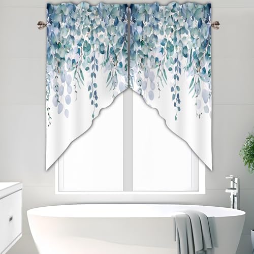 Green Eucalyptus Valance Curtain for Windows 28x36 Inch 2 Pack Set