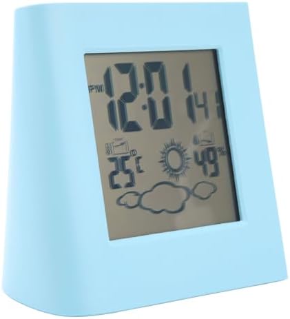 Leapiture Solar Powered Alarm Clock with Weather Forecast Blue LCD Display