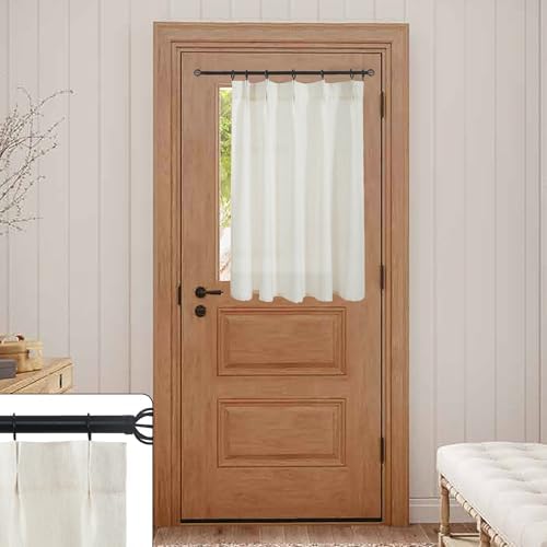 Lino Rosa Front Door Curtain 40 Inch Linen Sheer