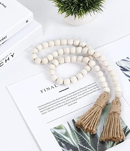 RAMIRABI Wooden Bead Garland with Tassels 39 Inch