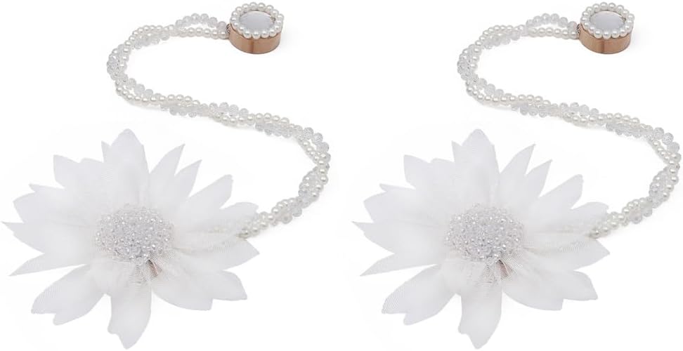 SUQ I OME 2 Pack Crystal Flower Magnetic Curtain Tieback Holdback
