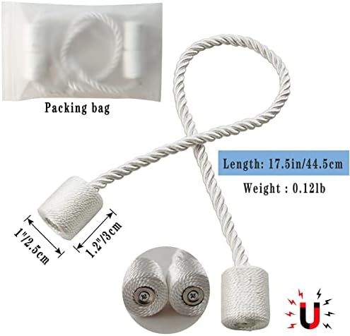 Modern Magnetic Curtain Tiebacks 6 Pack White Holdbacks