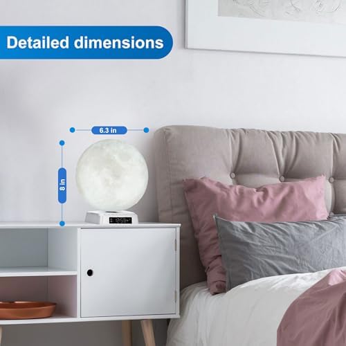 Moon Clock Light Alarm Clock with Sunrise and White Noise