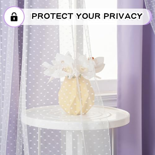 MYSKY HOME Lilac Double Layer Sheer Curtains 84 Inch 2 Panels Set