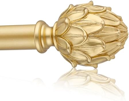Adjustable Curtain Rods 48-84 Inches 1 Inch Diameter Gold Finials