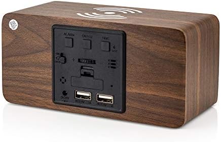 OCT17 Smart Alarm Clock with Wireless Charging Pad and LED Display Brown