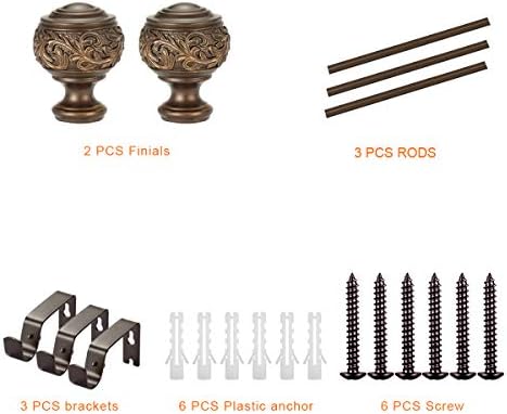 Modern Floral Carved Curtain Rod 1 Inch Diameter