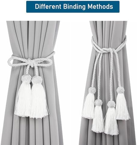 Porlau White 2 Pack Tassel Curtain Tiebacks