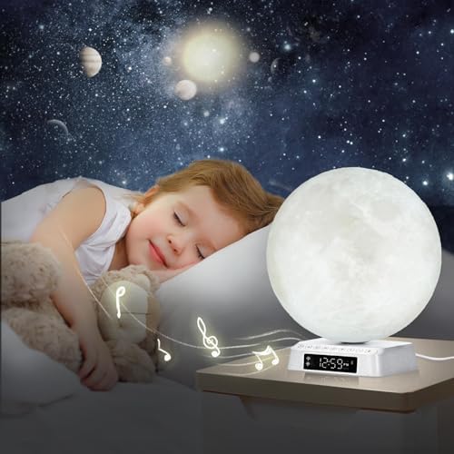 Moon Clock Light Alarm Clock with Sunrise and White Noise