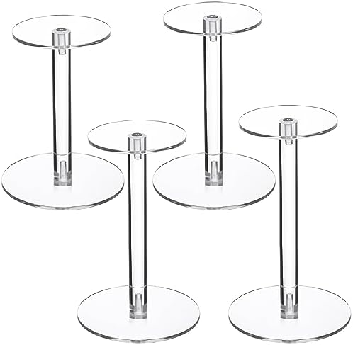 Soaoo 4 Round Acrylic Display Stands Set for Hats Jewelry Watches