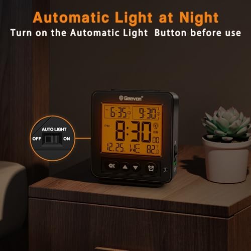 Geevon Small Atomic Alarm Clock with 2 Alarm and Temperature Monitor