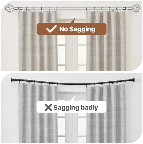 Chrome Silver Curtain Rods 66-120 Inch Adjustable
