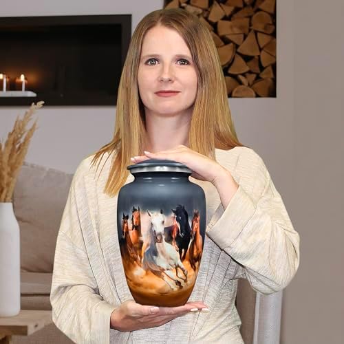Trupoint Memorials Cremation Urns for Human Ashes - Gray Horse Design