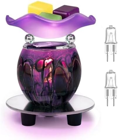Hunanbang 1 Piece Purple Tie Dye Electric Wax Warmer with Mirrored Base