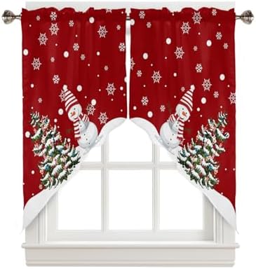 Christmas Swag Curtain Valance for Windows 28x36 Inch