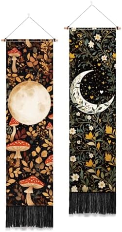 PLIGREAT 2 Pack Floral Wall Tapestries with Tassels