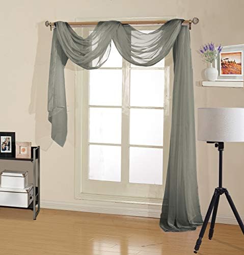 Decotex Sheer Voile Scarf Valance 54 X 216 Gray