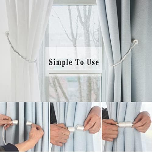 Modern Magnetic Curtain Tiebacks 6 Pack White Holdbacks