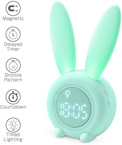 Cute Rabbit Alarm Clock with Temperature Display and Night Light