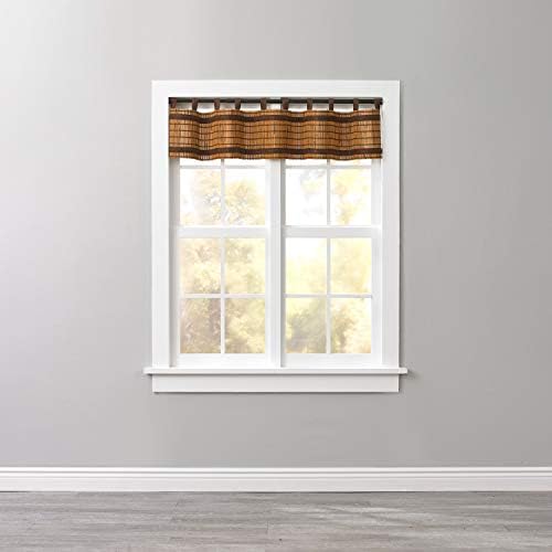 BrylaneHome Honey Oak Brown Tab-Top Valance