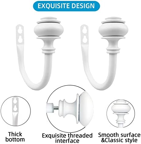 4Pcs Curtain Holdbacks - Wall Mounted Drapery Tiebacks with Screws White