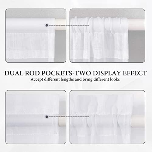 MIULEE 2 Panels Sidelight Curtains - White 25x72 Inches