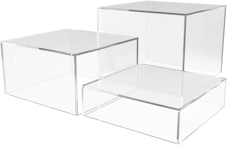 3 Piece Acrylic Display Boxes No Lid for Retail Displays