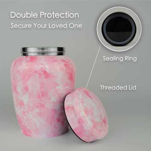 Pink Flower Marble Decorative Urn for Ashes