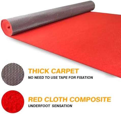 3x10 ft Heavy Duty Red Carpet Runner with Non Slip Rubber Backing