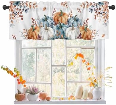 Orange Blue Grey Fall Valances for Windows 42x18