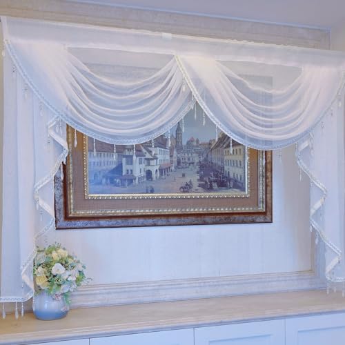 Simple Style White Sheer Curtain Valance for Living Room