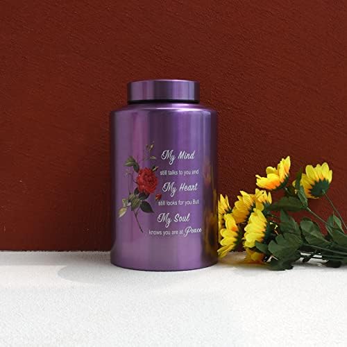 200 lbs Capacity Elegant Black Urn with Rose Design and Velvet Bag