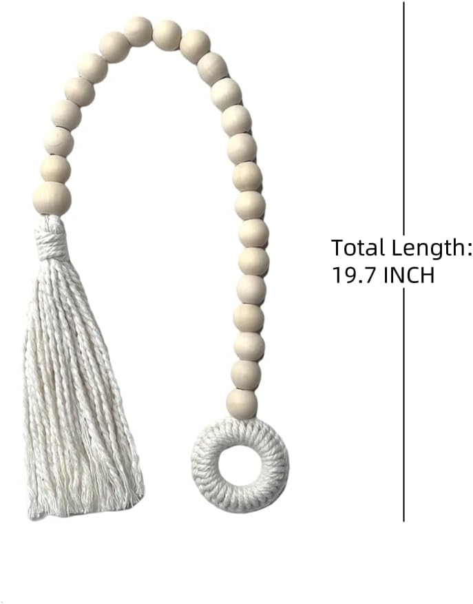 2pcs Wooden Bead Curtain Holders Boho Style Tiebacks with Tassels