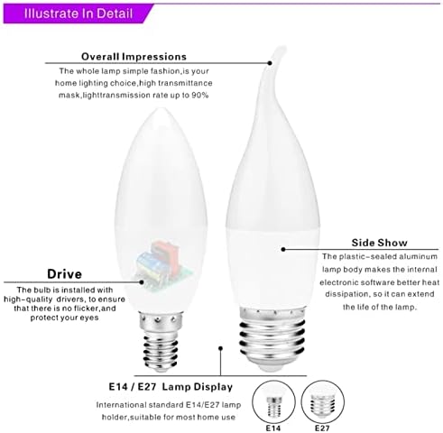 4PCS LED Candle Bulb E14 E27 5W 7W Warm White Light Bulb