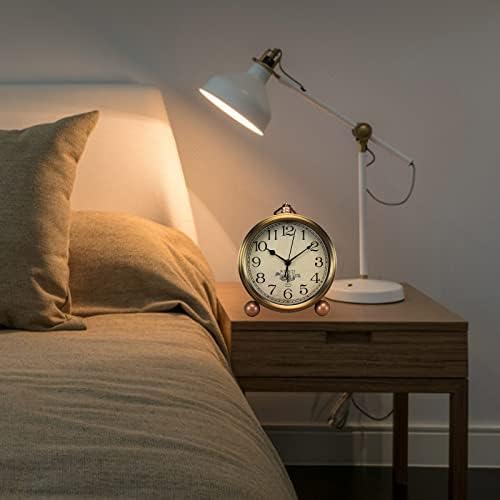 Justup Golden Table Clock with Silent Quartz Movement