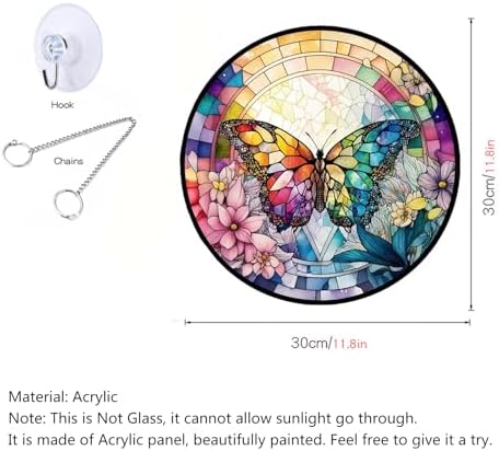 MATIHAY Rainbow Butterfly Wall Decor with Metal Chain