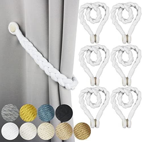 Porlau 6 Pack Magnetic Curtain Tiebacks with Wooden Buckle