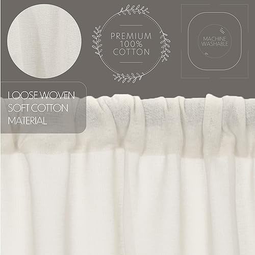 VHC Brands Tobacco Cloth Valance 16x90 Antique White