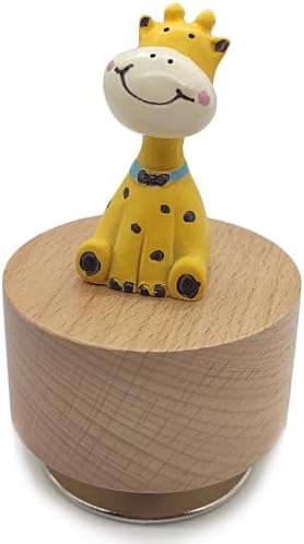 Mini Wooden Animal Rotary Music Box with Giraffe Ornament