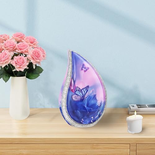 M MEILINXU Blue Butterflies Cremation Urn for Human Ashes