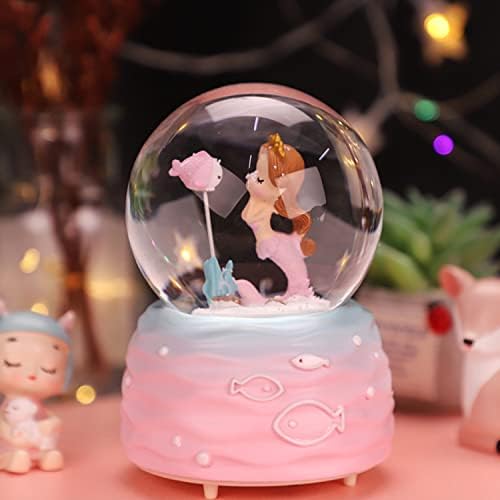 Mermaid Snow Globe with Music and LED Lights for Girls