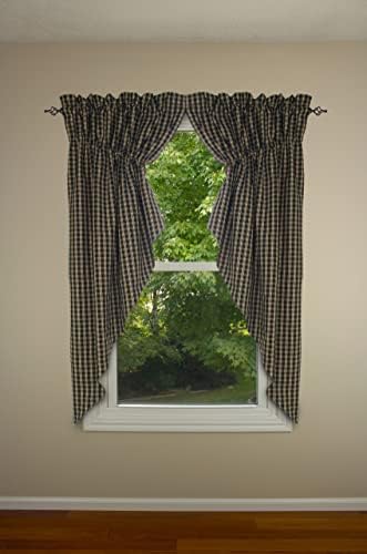 Country Classic Black Lined Gathered Swag 72x63 1