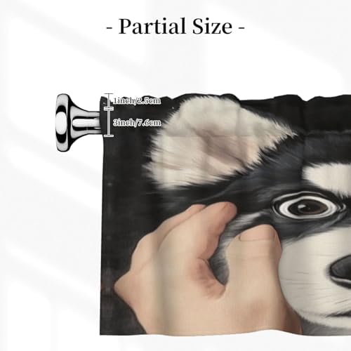 Funny Husky Face Valance Curtains 18x54 Inch Black