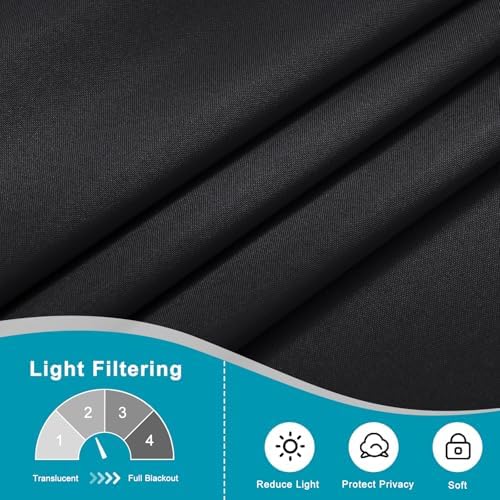 Hiasan French Door Curtains Panel Black 24x40 Inch Rod Pocket