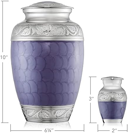 Reminded Set of 5 Etched Cremation Urns Lavender