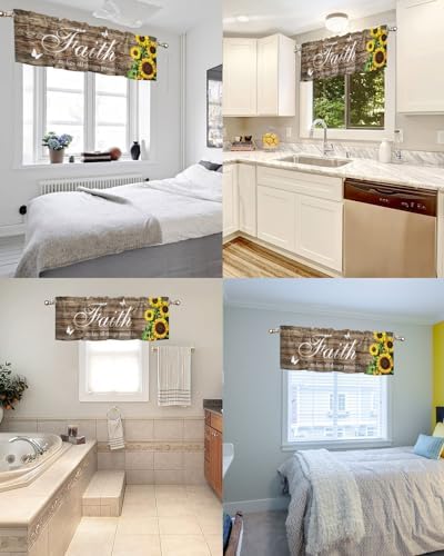 Sunflower Valance Curtain with Inspirational Quote