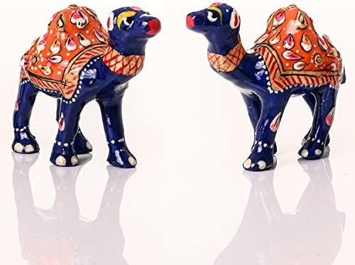 Blue Camel Minakari Hand Painted Statue Set of 2